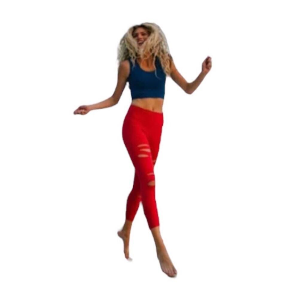 ZYIA Active Fierce Red Slashed Luxe Hi-Rise
